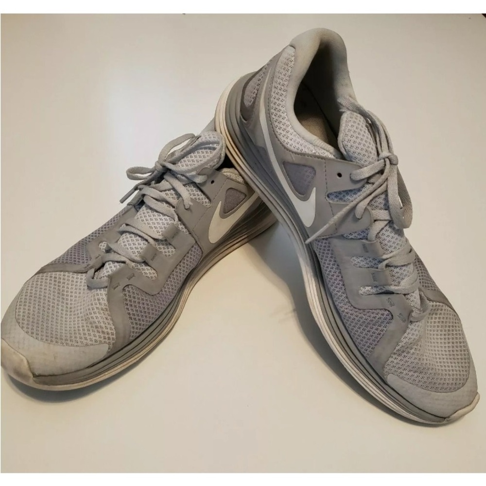 Nike Lunarlon Lunar Flash Athletic Shoes Gray White Mens 13 - Picture 2 of 9